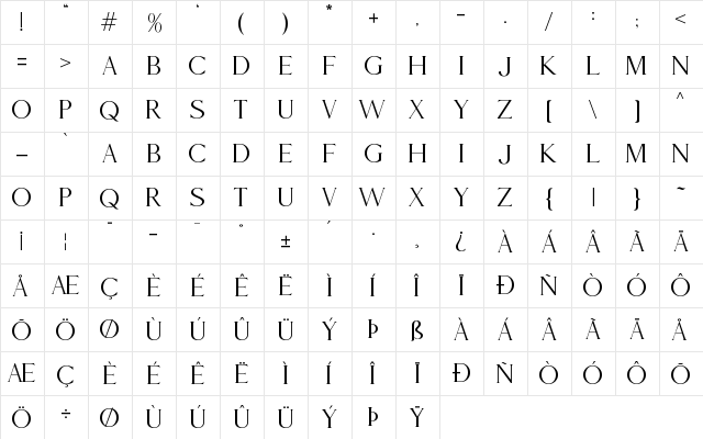 Mories Regular  glyph index