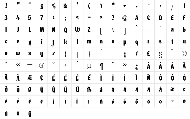 HeilonDB Normal  glyph index