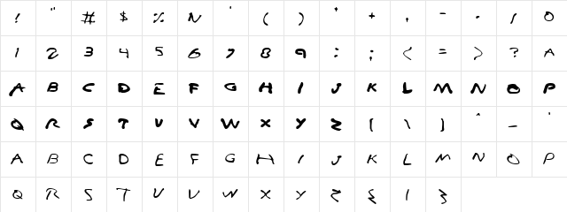 Vampire Games Regular  glyph index