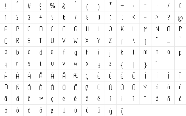 Loja Light Regular  glyph index