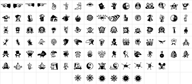 Mini Pics Lil Creatures Regular  glyph index