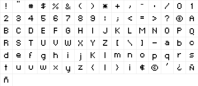 xpaider pixel explosion 02 Regular  glyph index