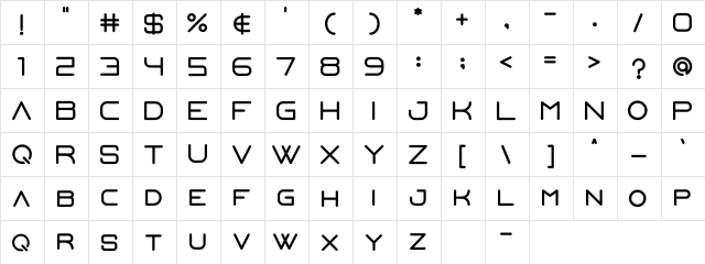 Steelr Regular  glyph index
