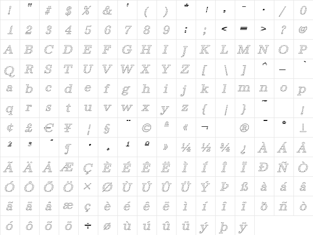 IrisBeckerGradoW Italic  glyph index