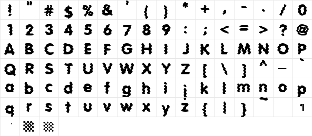 Shifty Regular  glyph index