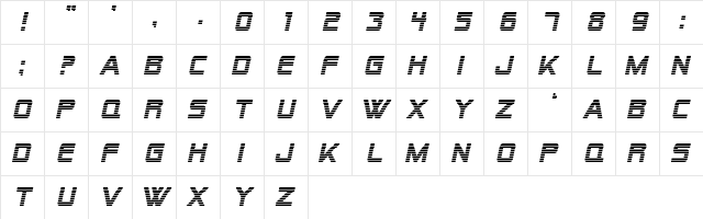 SF Alien Encounters Italic  glyph index