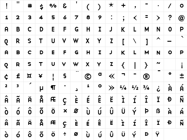 BaseNineSmallCaps Regular  glyph index