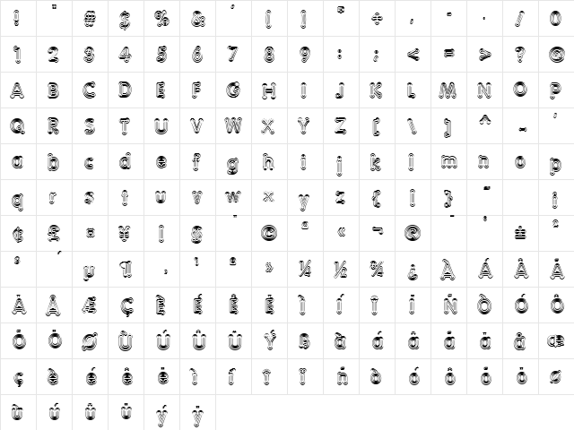 Teazer Normal  glyph index