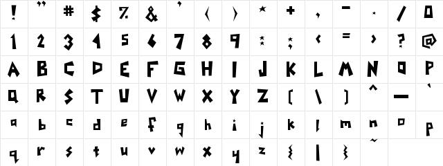 Yoinks Regular  glyph index
