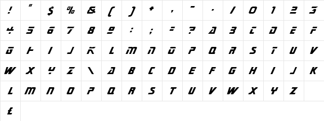 Star Trek TNG-Title Regular  glyph index