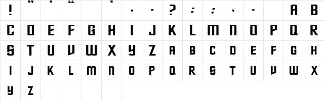 NebulaExtended Regular  glyph index
