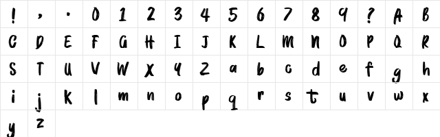 BRUSHMOSH! Demo Regular  glyph index