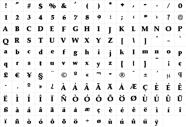 JoelBecker-Heavy Regular  glyph index