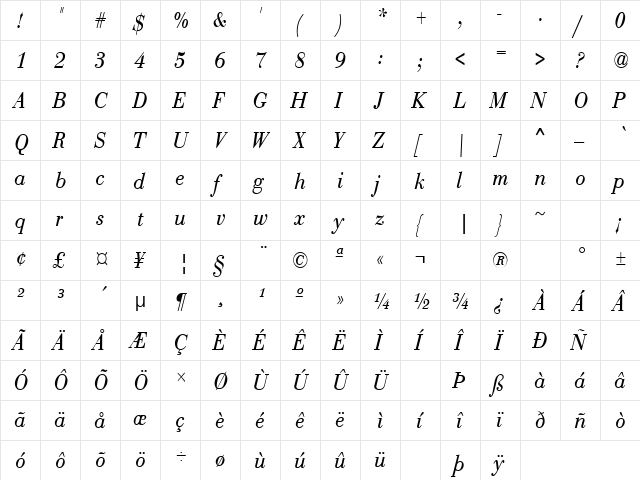 Us And Them 3 Regular  glyph index