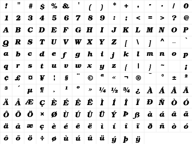 Bookman Black SSi Normal  glyph index