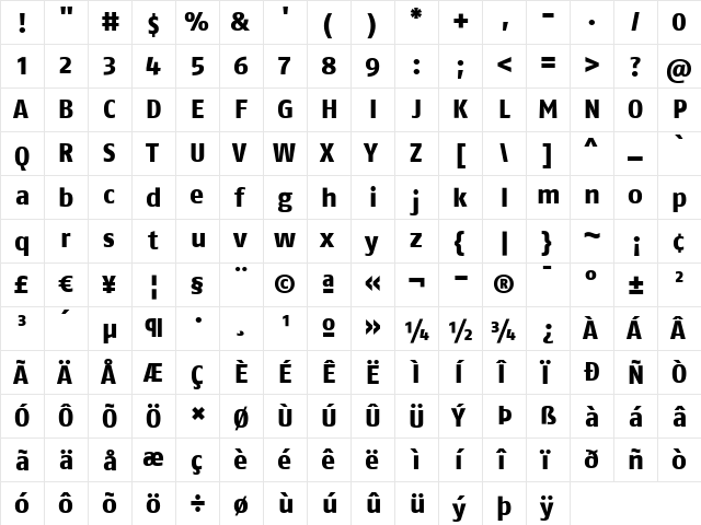 FagoNoLf Extrabold  glyph index