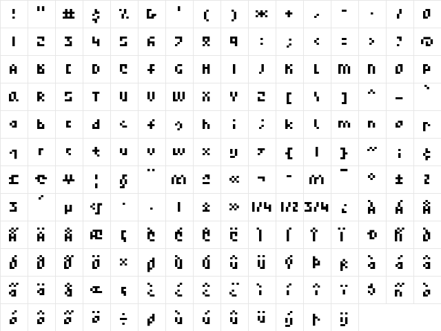 Xcreen Medium  glyph index