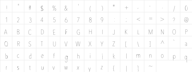 AvenirCondensedHand CondensedHand  glyph index