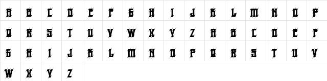 H74 Prick Regular  glyph index