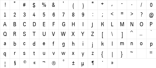 a_GroticNr Regular  glyph index