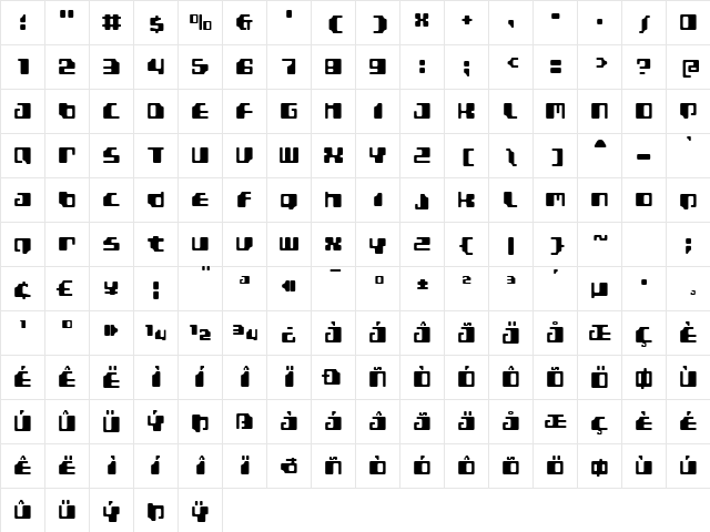 Gamma1500 Bold  glyph index