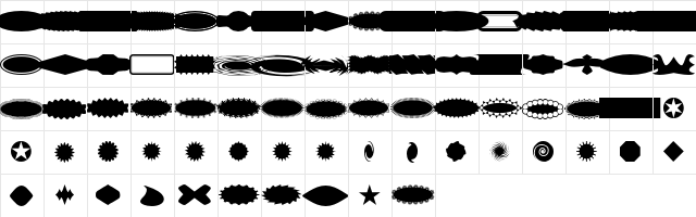 Obscure Bullet  glyph index