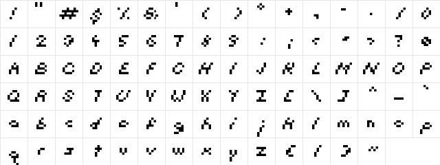 Pixel DPF Regular  glyph index