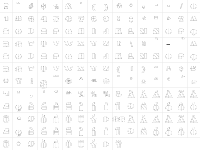 Calendar Regular  glyph index