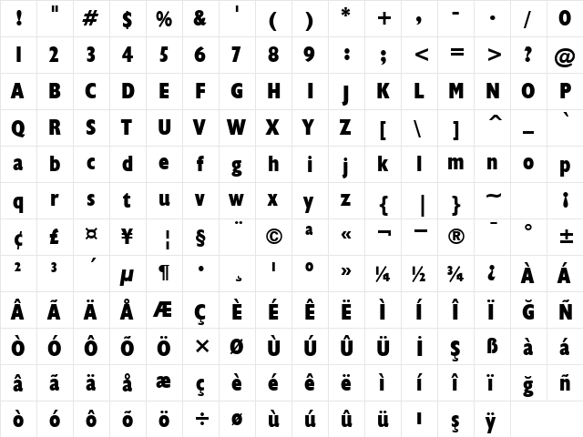 00958 Regular  glyph index