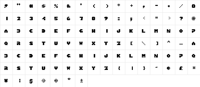 Baby Boomer Regular  glyph index