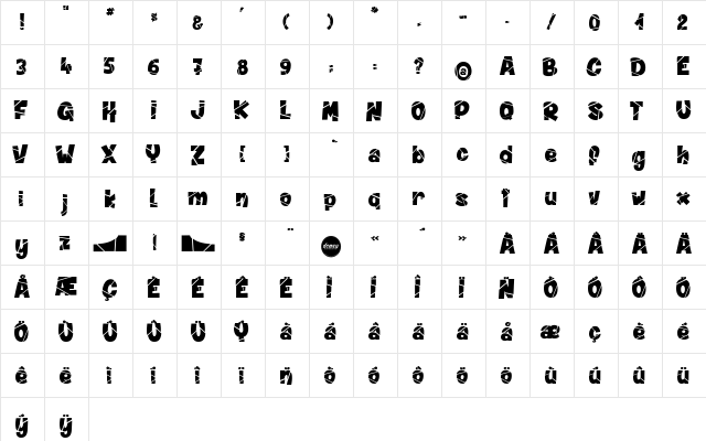 Winter in Alaska Regular  glyph index