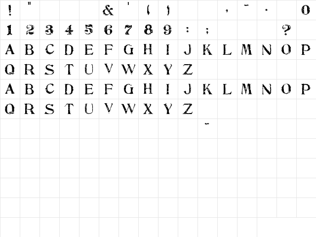 SBC Stone Inscription Regular  glyph index