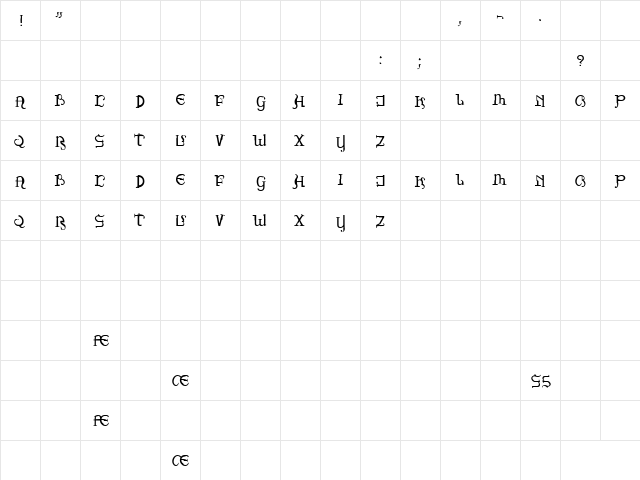 PiratesDrake Regular  glyph index