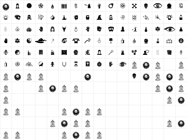 The Fortune Regular  glyph index