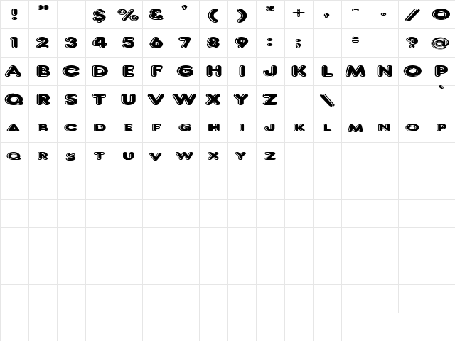 Secrets 3 Regular  glyph index
