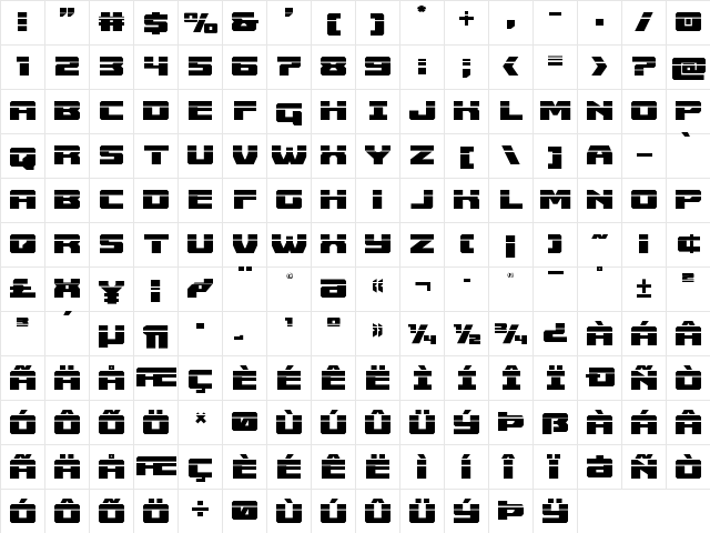Cruiser Fortress Laser Regular  glyph index