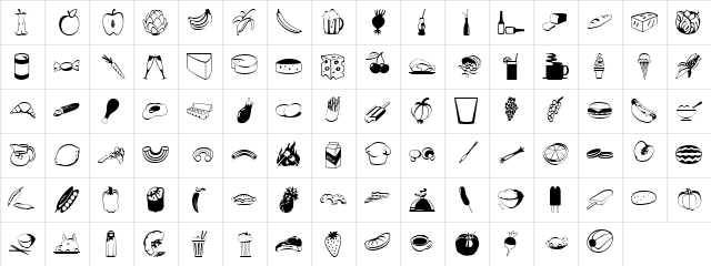 FOOD! Regular  glyph index