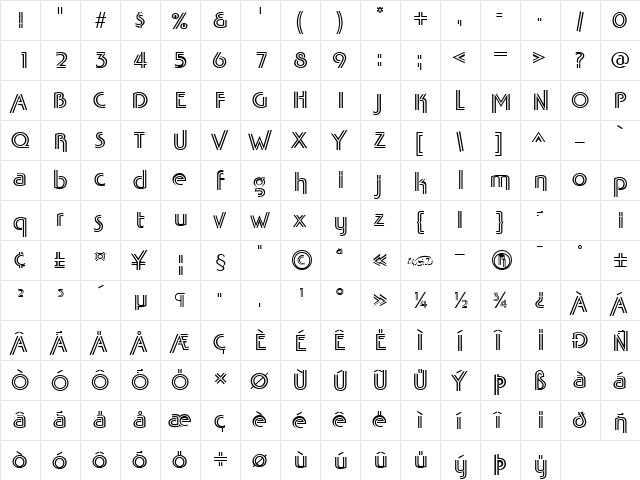 TabathaFresco normal  glyph index