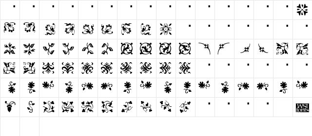 Borderbats-Fleur Regular  glyph index