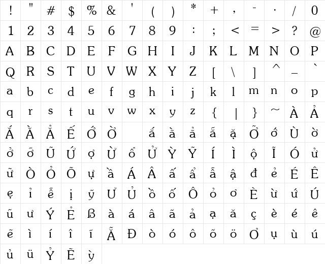 VPS Truong Sa Light Light  glyph index