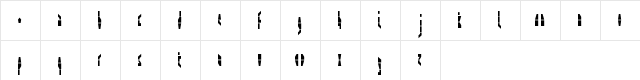 00ne Minicut 4 Regular  glyph index