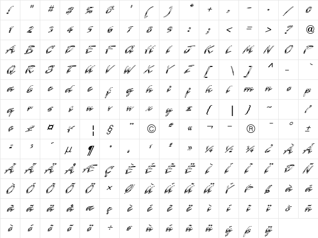 Laser ICG Chrome Regular  glyph index