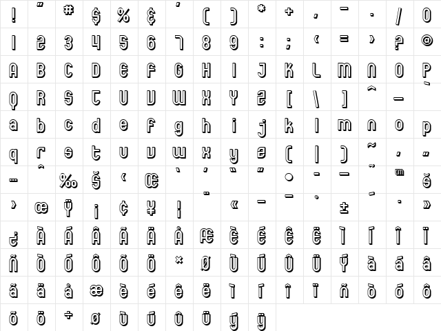 SF Eccentric Opus Shaded Regular  glyph index
