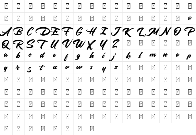 Mokutton Regular  glyph index