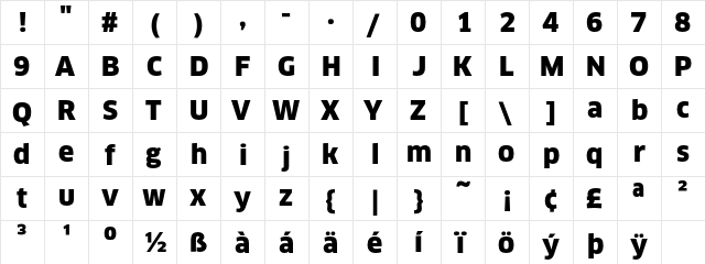 ClanPro Black  glyph index