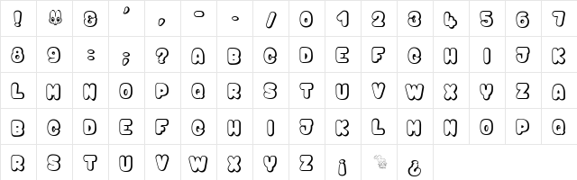 bunny$mambo Regular  glyph index