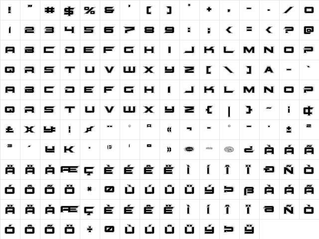 Gypsy Killer Academy Regular  glyph index