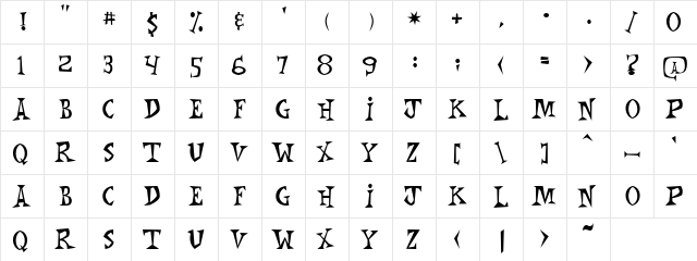 Lion King Regular  glyph index