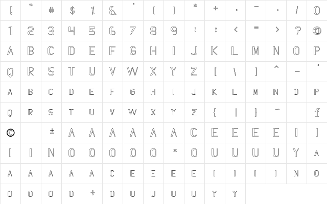 Slang Outfit Outline Regular  glyph index
