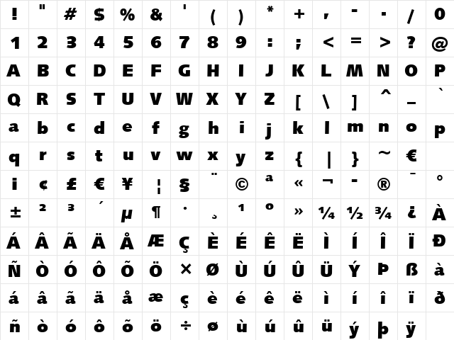 Humanst531 UBlk BT Ultra Black  glyph index